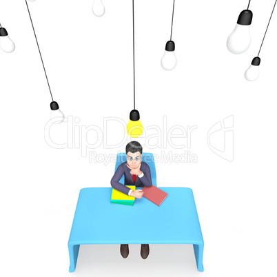 Lightbulb Idea Represents Think About It And Businessman 3d Rend