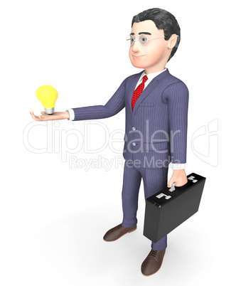 Character Lightbulb Indicates Business Person And Idea 3d Render