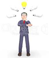 Businessman Character Means Power Sources And Ideas 3d Rendering
