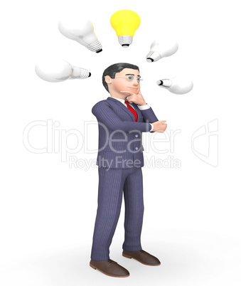 Character Lightbulbs Shows Power Source And Business 3d Renderin