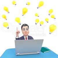 Laptop Character Shows World Wide Web And Businessman 3d Renderi