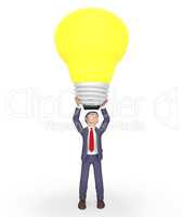 Businessman Idea Represents Light Bulb And Character 3d Renderin