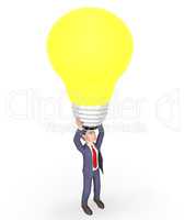Lightbulb Character Represents Power Source And Businessman 3d R