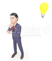 Idea Lightbulb Means Think About It And Businessman 3d Rendering