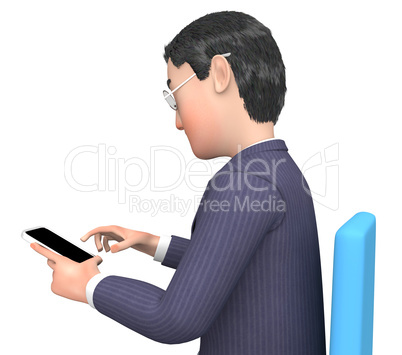Character Businessman Represents Phone Call And Calling 3d Rende