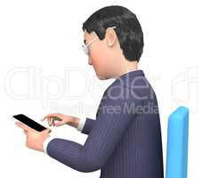 Character Businessman Represents Phone Call And Calling 3d Rende