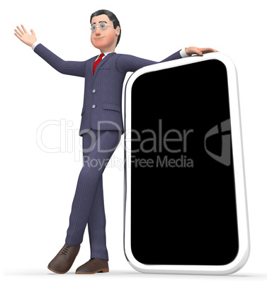 Businessman Copyspace Shows World Wide Web And Blank 3d Renderin