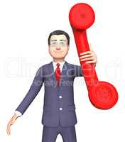 Talking Character Shows Phone Call And Business 3d Rendering