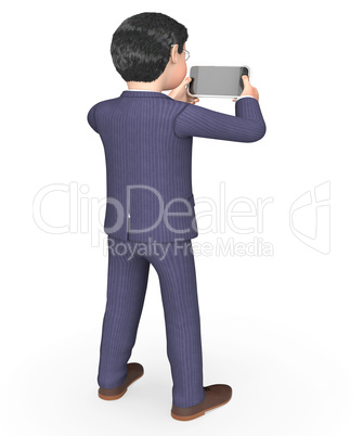 Photo Businessman Indicates Photograph Picture And Executive 3d