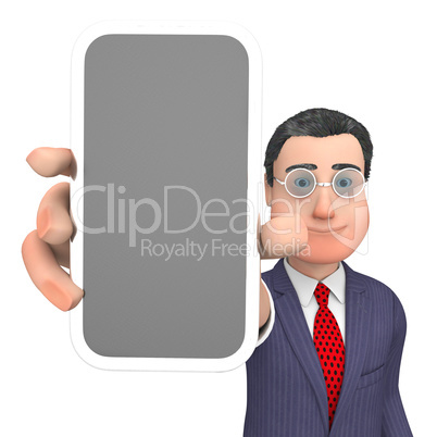 Smartphone Character Shows World Wide Web And Business 3d Render