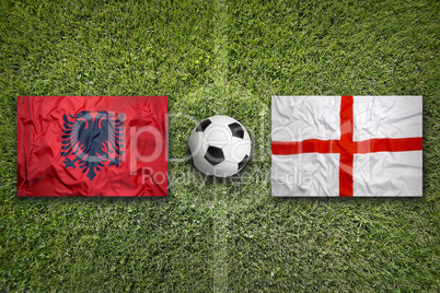 Albania vs. England flags on soccer field