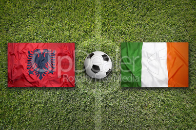 Albania vs. Ireland flags on soccer field