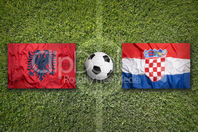 Albania vs. Croatia flags on soccer field