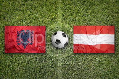 Albania vs. Austria flags on soccer field