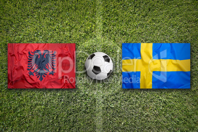 Albania vs. Sweden flags on soccer field