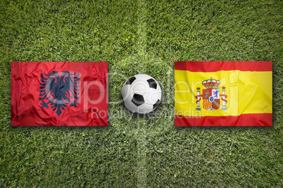 Albania vs. Spain flags on soccer field