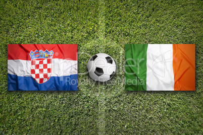 Croatia vs. Ireland flags on soccer field