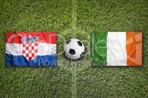 Croatia vs. Ireland flags on soccer field