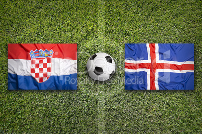 Croatia vs. Iceland flags on soccer field