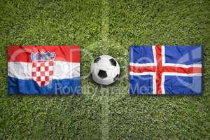 Croatia vs. Iceland flags on soccer field