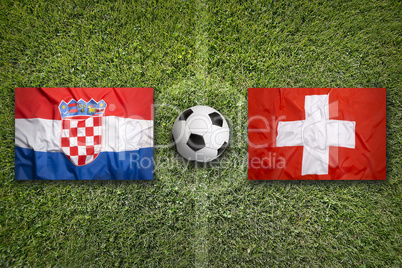 Croatia vs. Switzerland flags on soccer field