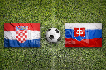 Croatia vs. Slovakia flags on soccer field
