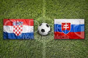 Croatia vs. Slovakia flags on soccer field