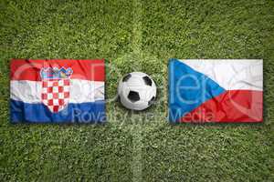 Croatia vs. Czech Republic flags on soccer field
