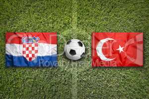 Croatia vs. Turkey flags on soccer field