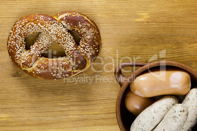 German pretzels and sausages