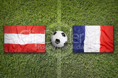 Austria vs. France flags on soccer field