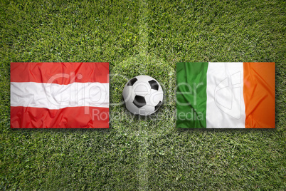 Austria vs. Ireland flags on soccer field