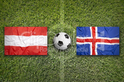Austria vs. Iceland flags on soccer field