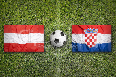 Austria vs. Croatia flags on soccer field