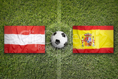 Austria vs. Spain flags on soccer field