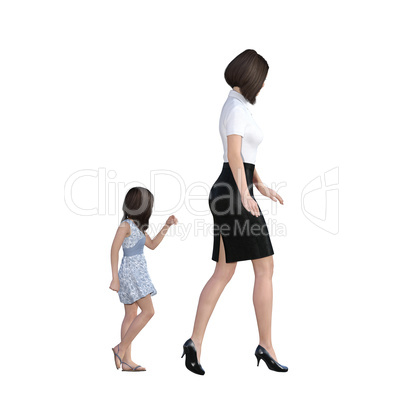 Mother Daughter Interaction of Girl Following Mom