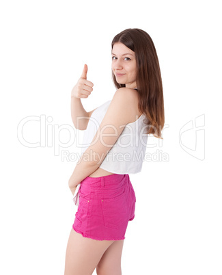 woman showing thumb up