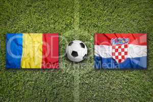 Romania vs. Croatia flags on soccer field