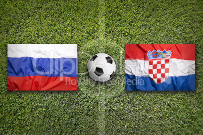 Russia vs. Croatia flags on soccer field