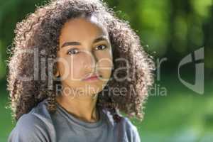 Sad Mixed Race African American Teenager Woman