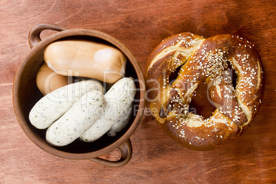 German pretzels and sausages