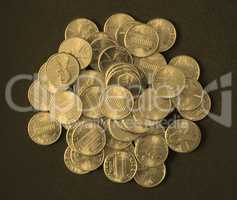 Dollar coins 1 cent wheat penny cent - vintage