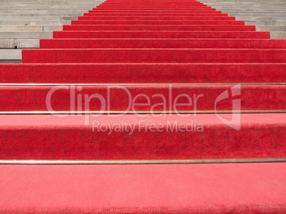 Red carpet on stairway