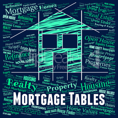 Mortgage Tables Shows Real Estate And Borrowing