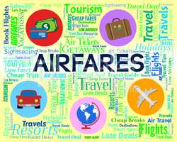 Airfares Word Indicates Selling Price And Aeroplane