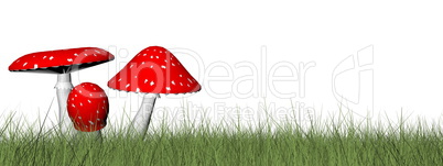 Red mushrooms - 3D render