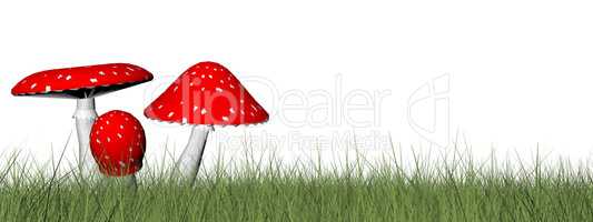 Red mushrooms - 3D render
