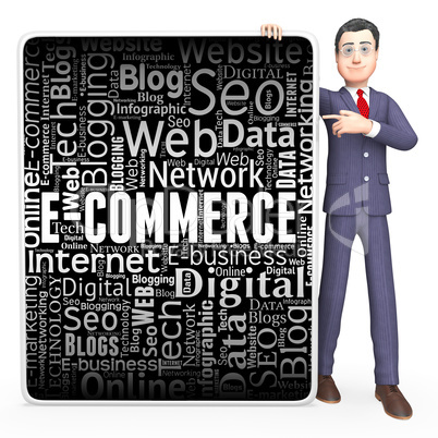 Ecommerce Sign Represents Online Business And Biz