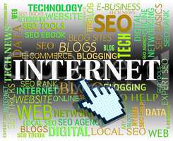 Internet Word Represents High Tec And Website