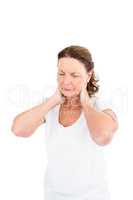 Mature woman suffering from neck pain